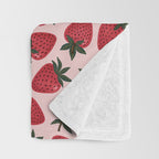 Gouache Strawberry in Pink Throw Blanket Gallery Image 3