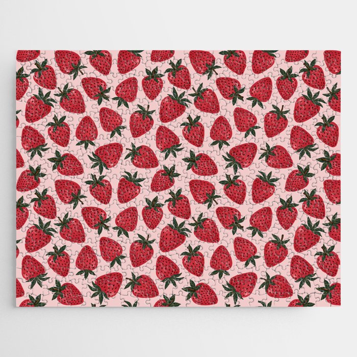 Gouache Strawberry in Pink Jigsaw Puzzle Gallery Image 1