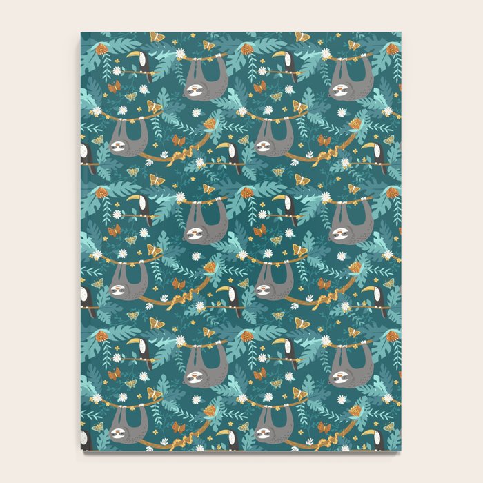 Sloth Hanging in a Teal Forest Notebook Gallery Image 4