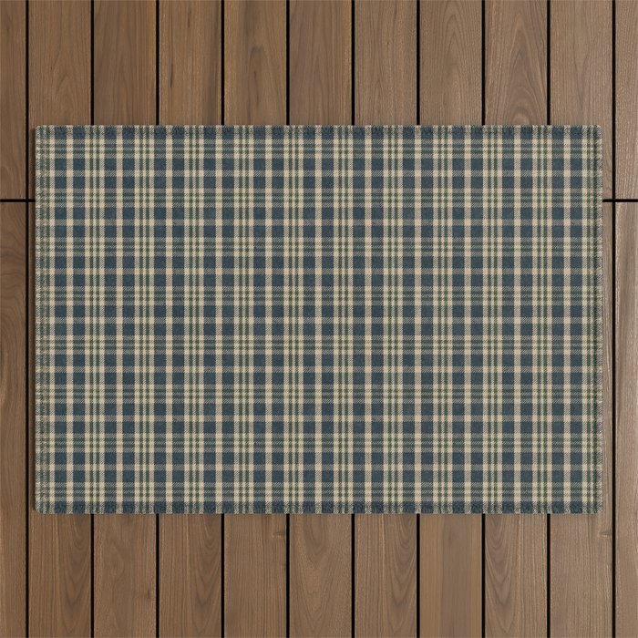 North Country Plaid - classic blue and green Outdoor Rug Gallery Image 1