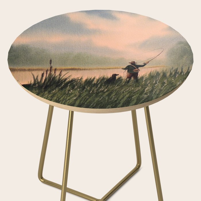 The Fly Fisherman With His Loyal Friend Side Table Gallery Image 2
