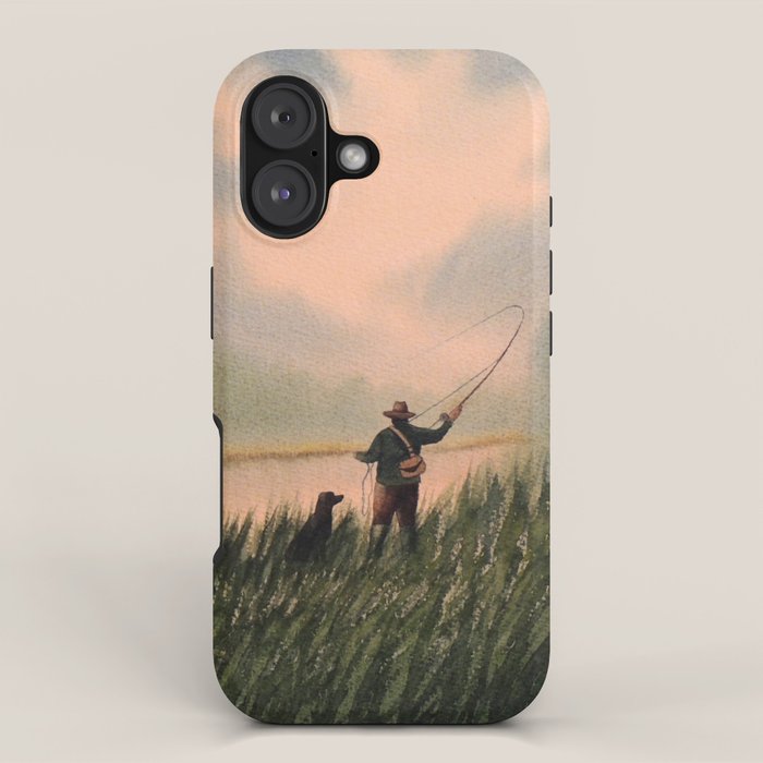 The Fly Fisherman With His Loyal Friend iPhone Case Gallery Image 1