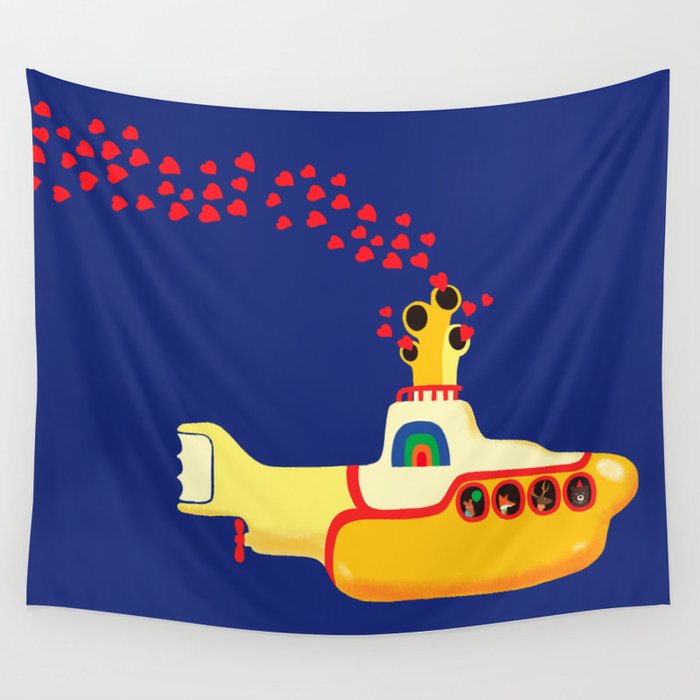 Yellow Submarine Bubbling Love Wall Tapestry Gallery Image 1
