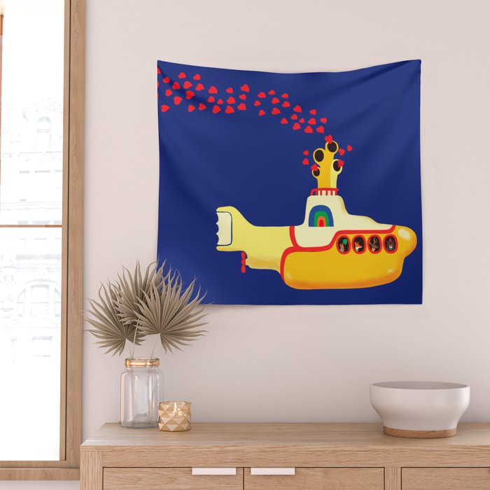 Yellow Submarine Bubbling Love Wall Tapestry Gallery Image 2