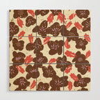 Bold flowers in my garden brown on offwhite Wood Wall Art Gallery Image 1
