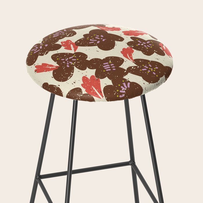 Bold flowers in my garden brown on offwhite Stool Gallery Image 2