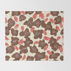 Bold flowers in my garden brown on offwhite Throw Blanket Gallery Image 2