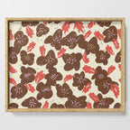Bold flowers in my garden brown on offwhite Serving Tray Gallery Image 1
