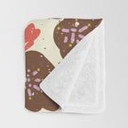 Bold flowers in my garden brown on offwhite Throw Blanket Gallery Image 3