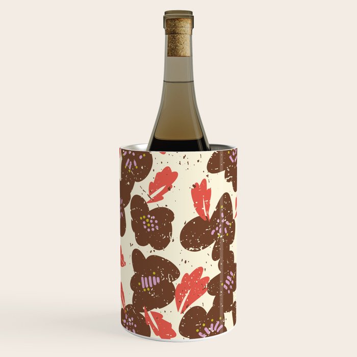 Bold flowers in my garden brown on offwhite Wine Chiller Gallery Image 2