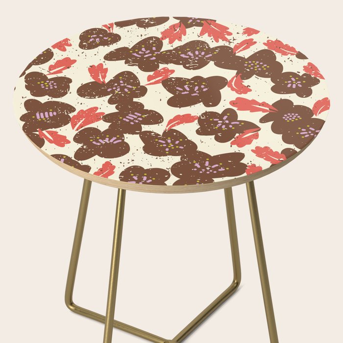 Bold flowers in my garden brown on offwhite Side Table Gallery Image 2