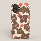 Bold flowers in my garden brown on offwhite iPhone Case Gallery Image 1
