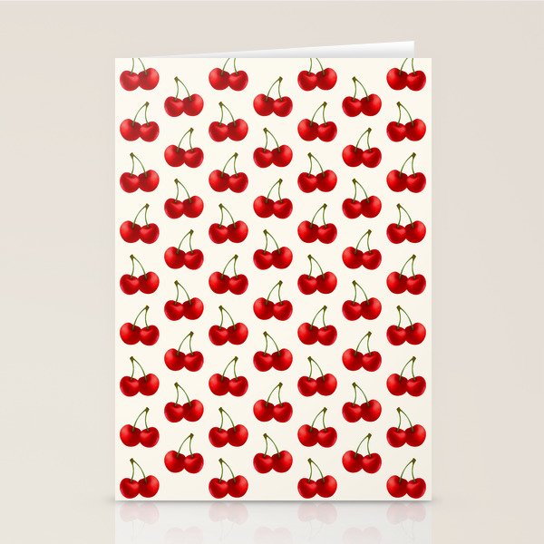 Y2K Cherries - Creme Pattern Large Stationery Card Gallery Image 1