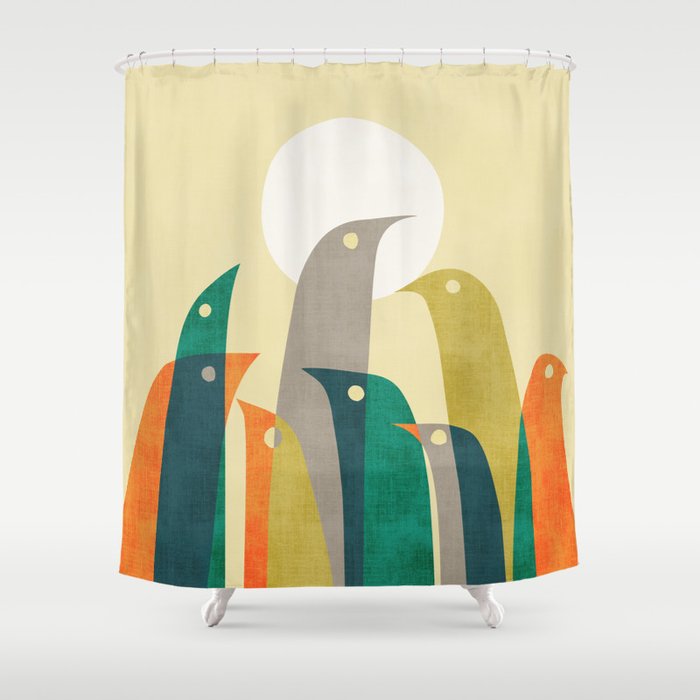 Wild birds at the beach Shower Curtain Gallery Image 1