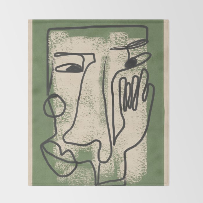 Minimal Face Impression 1 Throw Blanket Gallery Image 2