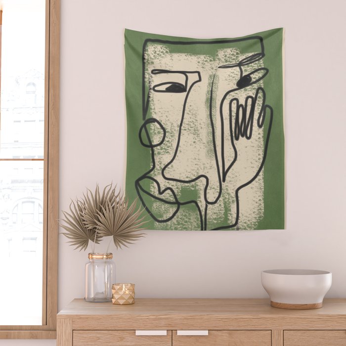 Minimal Face Impression 1 Wall Tapestry Gallery Image 2