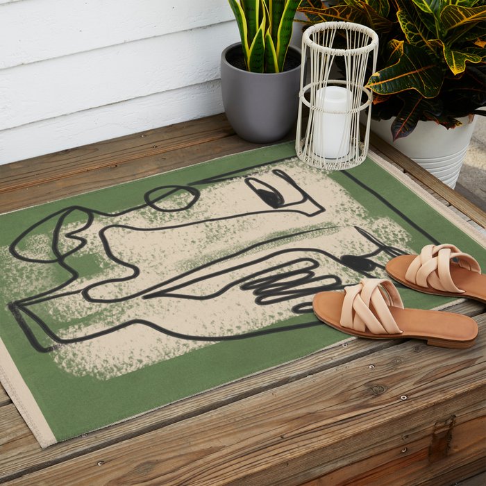 Minimal Face Impression 1 Outdoor Rug Gallery Image 2