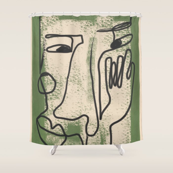Minimal Face Impression 1 Shower Curtain Gallery Image 1