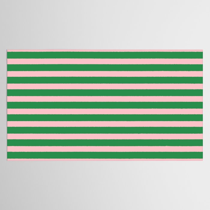 Pink and Green Narrow Stripe Pattern Tablecloth Gallery Image 2