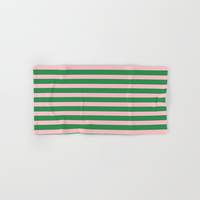 Pink and Green Narrow Stripe Pattern Bath Towel Gallery Image 1