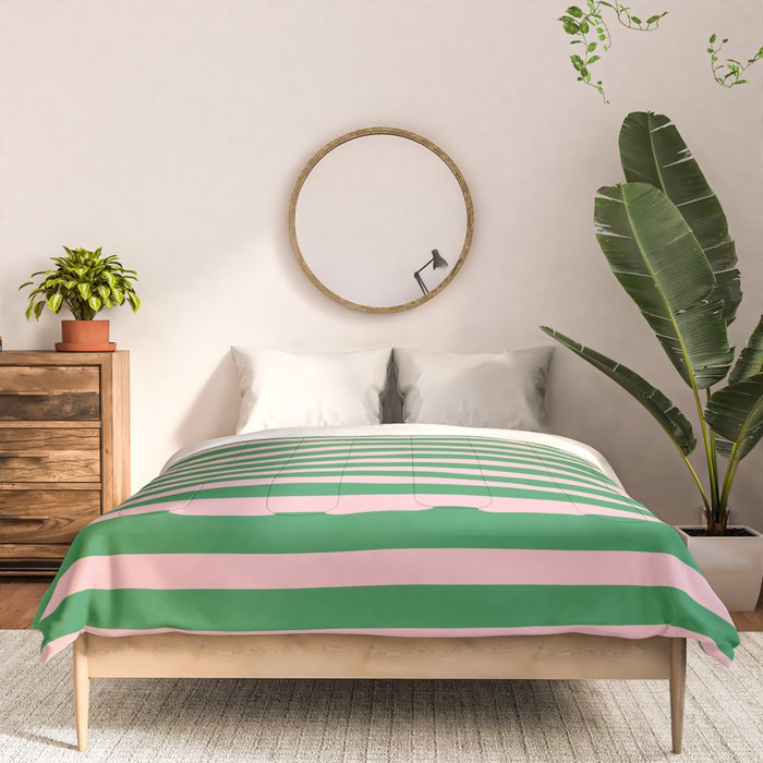 Pink and Green Narrow Stripe Pattern Comforter Gallery Image 3
