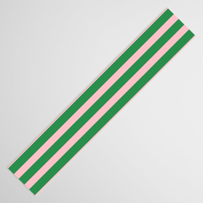 Pink and Green Narrow Stripe Pattern Table Runner Gallery Image 3