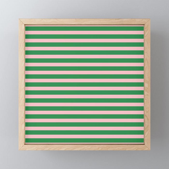 Pink and Green Narrow Stripe Pattern Mini Art Print Gallery Image 1