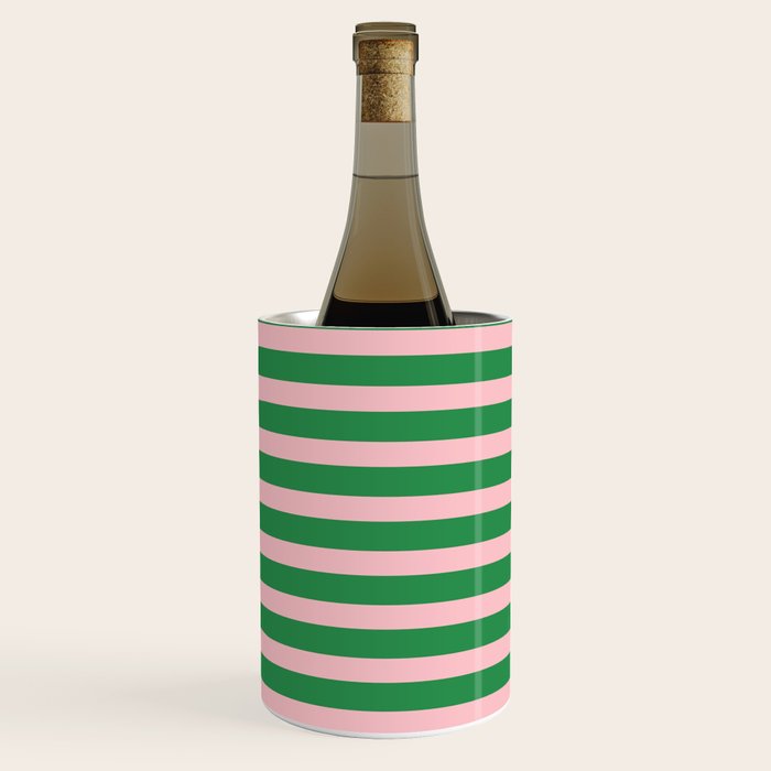 Pink and Green Narrow Stripe Pattern Wine Chiller Gallery Image 2