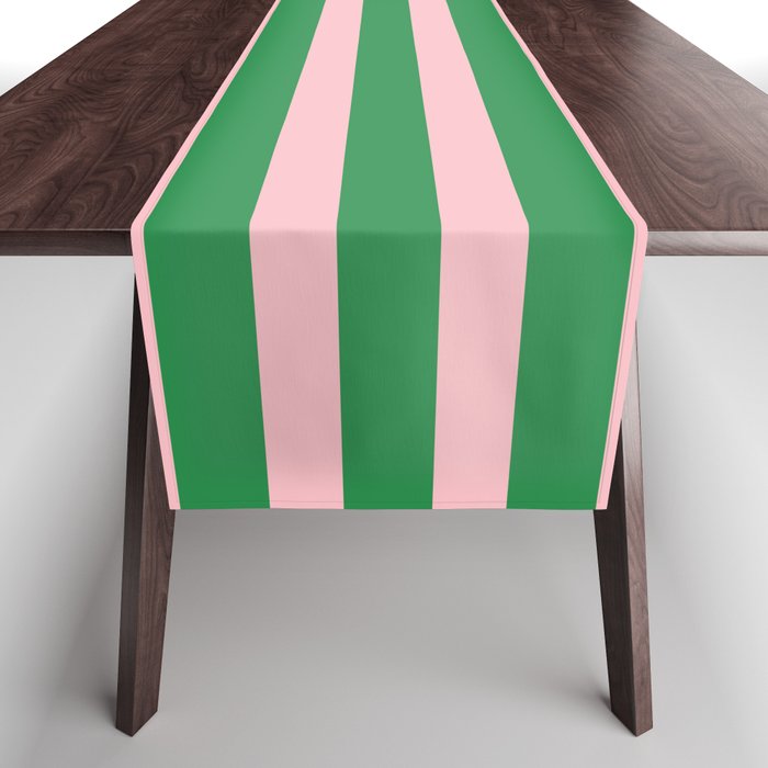 Pink and Green Narrow Stripe Pattern Table Runner Gallery Image 1
