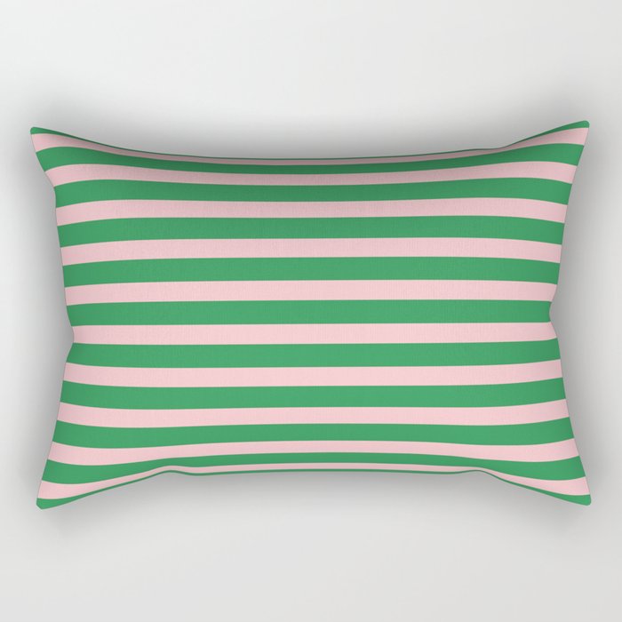 Pink and Green Narrow Stripe Pattern Rectangular Pillow Gallery Image 2