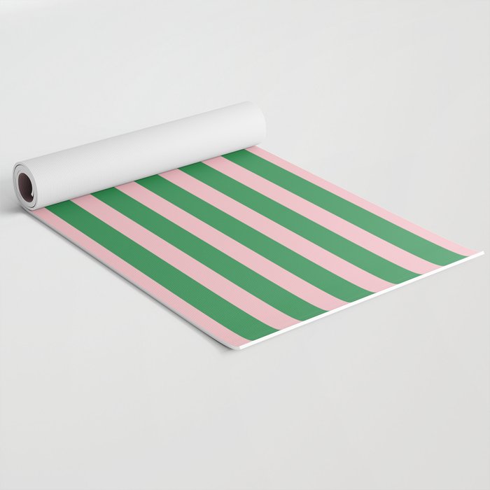 Pink and Green Narrow Stripe Pattern Yoga Mat Gallery Image 2