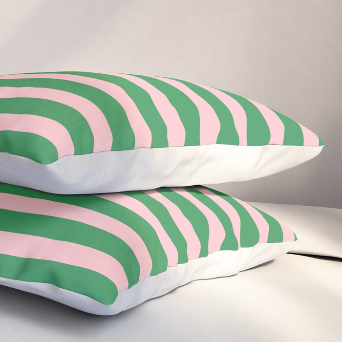 Pink and Green Narrow Stripe Pattern Pillow Sham Gallery Image 3