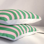 Pink and Green Narrow Stripe Pattern Pillow Sham Gallery Image 3