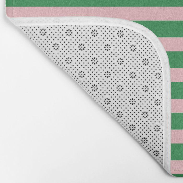 Pink and Green Narrow Stripe Pattern Bath Mat Gallery Image 2