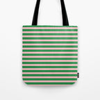 Pink and Green Narrow Stripe Pattern Tote Bag Gallery Image 1