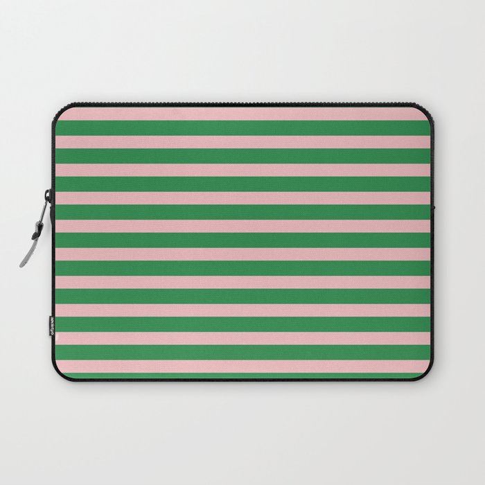 Pink and Green Narrow Stripe Pattern Laptop Sleeve Gallery Image 1