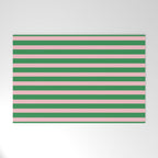 Pink and Green Narrow Stripe Pattern Welcome Mat Gallery Image 1