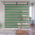 Pink and Green Narrow Stripe Pattern Wall Mural Gallery Image 1