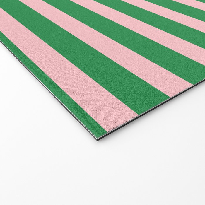 Pink and Green Narrow Stripe Pattern Welcome Mat Gallery Image 2