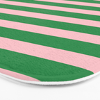Pink and Green Narrow Stripe Pattern Bath Mat Gallery Image 3