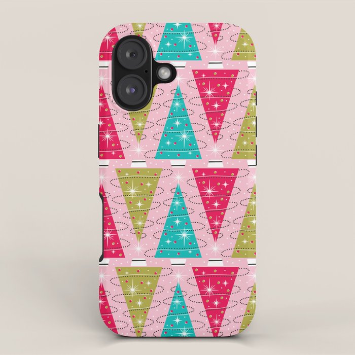 Christmas Tree Trimming Party Pink iPhone Case Gallery Image 1
