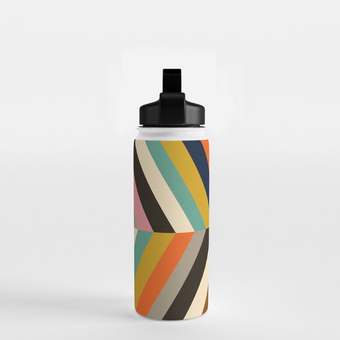 Mid Century Geometric Pattern Technicolor Diamond  Water Bottle Gallery Image 2