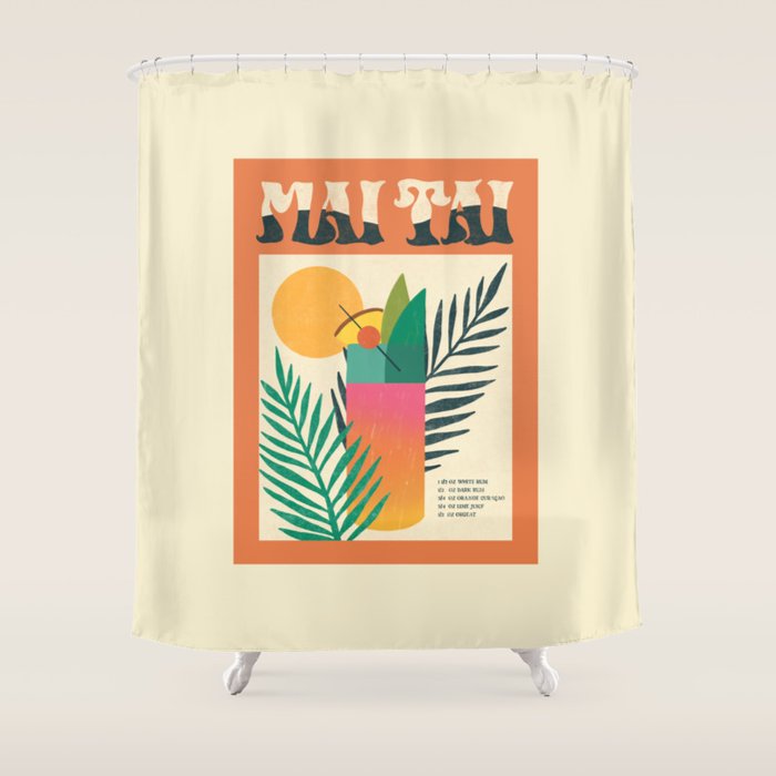 Mai Tai Vintage Cocktail Recipe  Shower Curtain Gallery Image 1