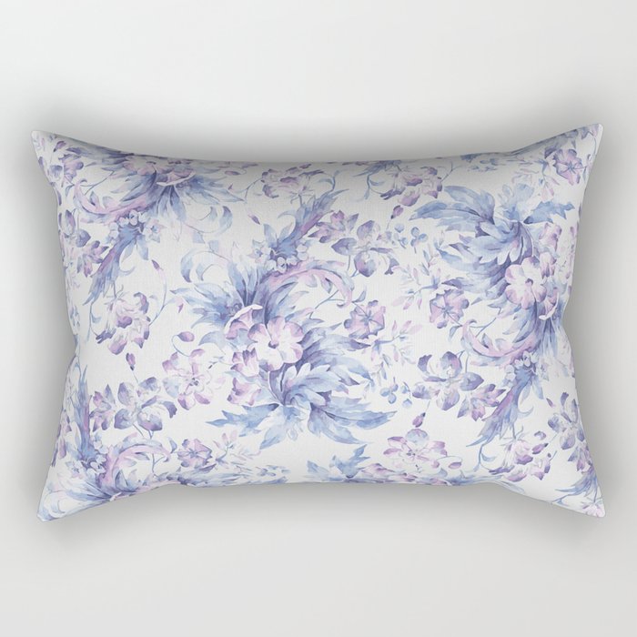 Elegant vintage pink lavender white blue floral Rectangular Pillow Gallery Image 2
