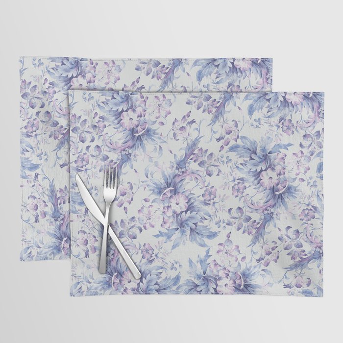 Elegant vintage pink lavender white blue floral Placemat Gallery Image 1