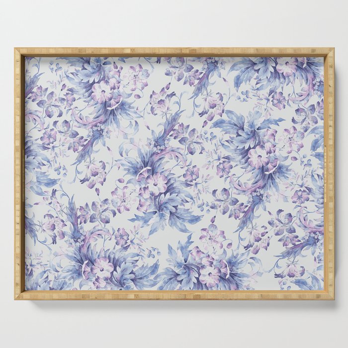 Elegant vintage pink lavender white blue floral Serving Tray Gallery Image 1