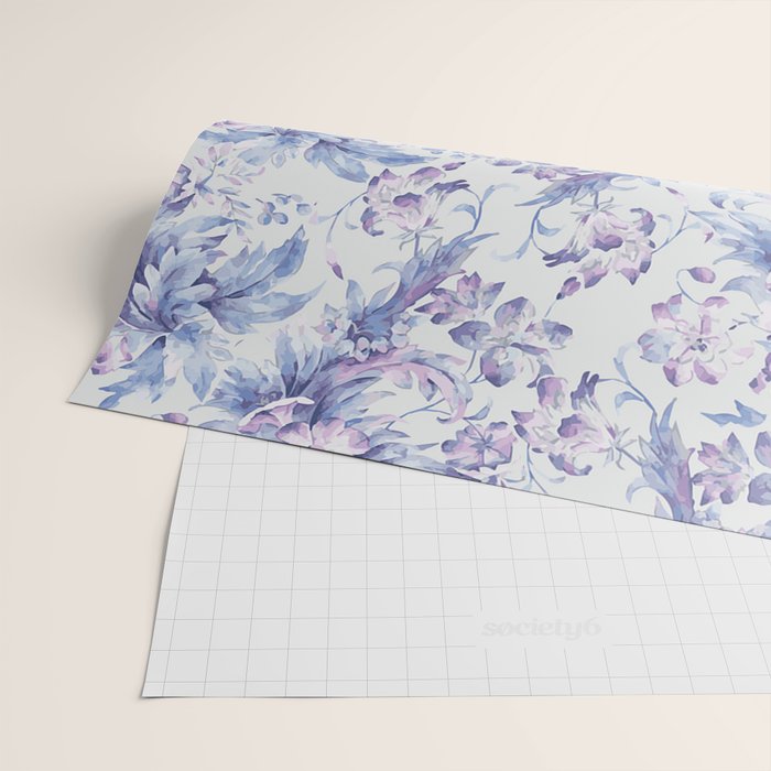 Elegant vintage pink lavender white blue floral Wrapping Paper Gallery Image 2