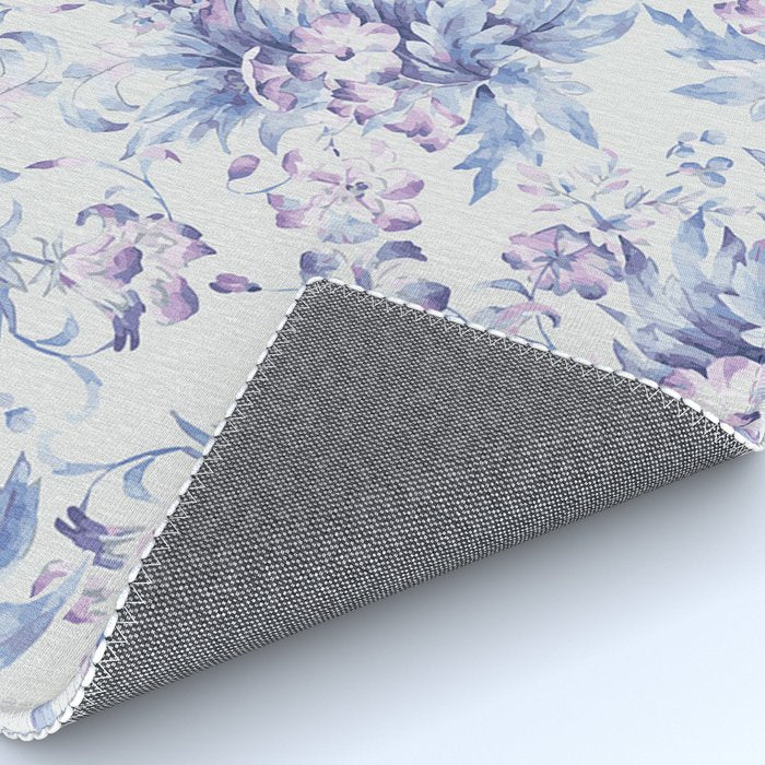 Elegant vintage pink lavender white blue floral Rug Gallery Image 4