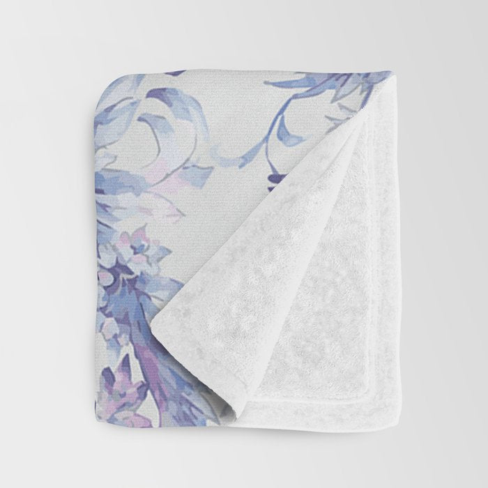 Elegant vintage pink lavender white blue floral Throw Blanket Gallery Image 3