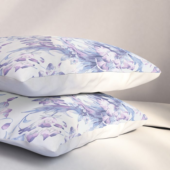Elegant vintage pink lavender white blue floral Pillow Sham Gallery Image 3